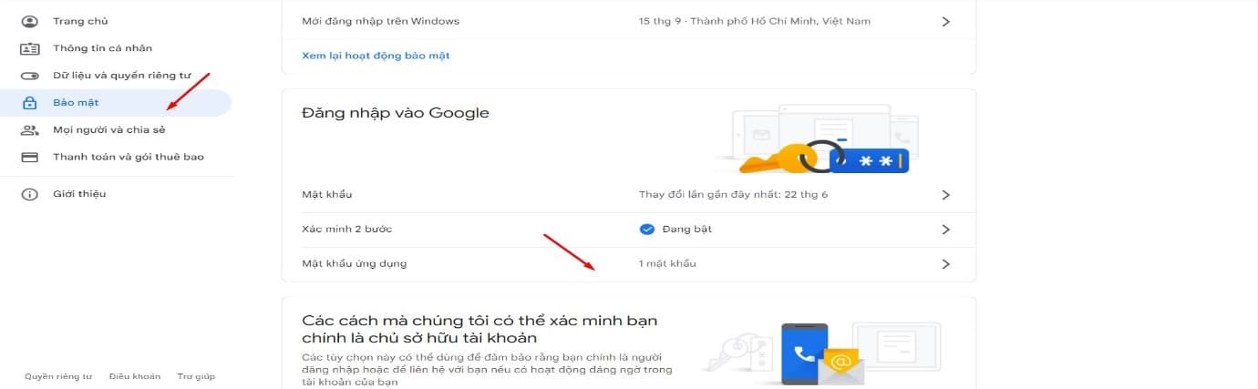 Truy cập Bảo mật và Xác minh 2 bước